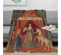 NAOFEKUID Vintage Medieval Unicorn 3D Printed Blanket Soft Microfiber Home Decor Tapestry Style Throw Blanket for Sofa Bed Adult 60x80(150x200cm)