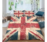 NAOFEKUID Vintage Style 3D Printed Union Flag Duvet Cover Microfiber Bedroom Decor British Flag Bedding Set Soft Breathable for Youth Adults Home Double（200x200cm）