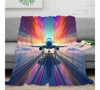 NAOFEKUID Vivid 3D Printed Airplane Blanket Microfiber Home Decor Aviation Throw Blanket for Adults Teens Sofa Bed 40x50(100x130cm)