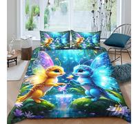 NAOFEKUID Vivid Fantasy 3D Printed Dragon Cat Duvet Cover Microfiber Bedroom Decor Cute Animal Bedding Set for Adults Teens King（220x240cm）