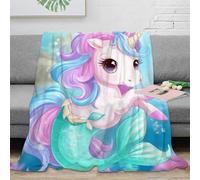 NAOFEKUID Whimsical 3D Printed Unicorn Blanket Microfiber Soft Home Decor Magical Unicorn Throw Blanket Sofa Bedroom 40x50(100x130cm)