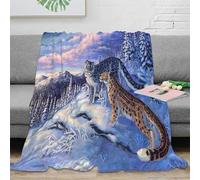 NAOFEKUID Winter Snowy 3D Printed Animal Blanket Microfiber Home Decor Leopard Throw Blanket for Sofa Bed Gift 60x80(150x200cm)