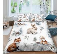 NAOFEKUID Woodland Animal 3D Printed Duvet Cover Breathable Microfiber Bedroom Decor Forest Creatures Bedding Set for Adults Teens Soft Skin-Friendly Single（140x200cm）