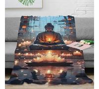 NAOFEKUID Zen Meditation 3D Printed Blanket Microfiber Home Decor Lotus Serenity Throw Blanket for Adults Sofa Bed 50x60(127x152cm)