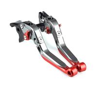 Naojino Brake Clutch Levers for PCX125 for PCX150 for PCX160 CBS 2015 2016 2017 2018 2019 2020 2021 2022 2023 Motorcycle Folding Extendable Brake Lever Clutch Levers(Red-Silver)