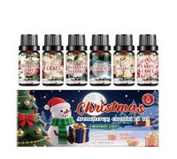 NAOLVE Christmas Essential Oils Gift Set - 6 x 10ml Festive Scents (Christmas Cake, Eggnog, Gingerbread, Mistletoe, Candy Canes, Pudding) for Diffuser, Aromatherapy & Holiday Gifting