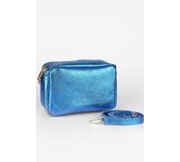 Naomi Italian Leather Crossbody Camera Bag - Blue, Metallic Sarta Blue One Size