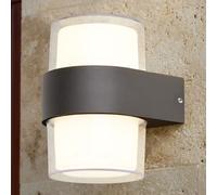 naos round led outdoor up down wall light in black clear glass
