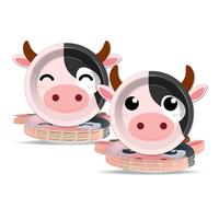 Naozinebi 50 Count Cow Paper Plates Cow Print Birthday Disposable Plates Farm Animal Party Plates Zoo Theme Party Dinnerware Cow Plates for Baby Shower Gender Reveal Boy Girl Kids Party Decorations