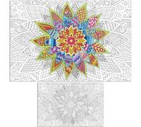 Naozinebi Giant Mandala Coloring Posters Large Motivational Coloring Posters Mandala Flowers Jumbo Coloring Tablecloth Big Coloring DIY Drawing for Kids Adults Art Craft Home Classroom Party