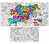 Naozinebi Giant Mandala & Motivational Drawing Posters, African Animals Jumbo Coloring Tablecloth, Big DIY Game for Kids & Adults