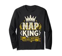 Nap King Sleep Well Reign Hard Crown Royalty Funny Long Sleeve T-Shirt