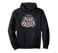 Nap Queen Opossum Illustrated Crown Playing Dead Women Funny Pullover Hoodie