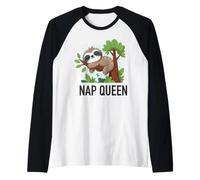 Nap Queen Sloth Sleeping Cute Animal Design Raglan Baseball Tee
