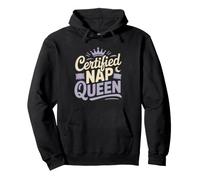 Nap Queen Vintage Badge Illustrated Certified Women Funny Pullover Hoodie