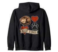 Nap Time Ferret Heart Banner Zip Hoodie