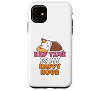 Nap Time Is My Happy Hour Cute Cartoon Lazy Cat Napping Case for iPhone 11
