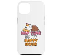 Nap Time Is My Happy Hour Cute Cartoon Lazy Cat Napping Case for iPhone 13