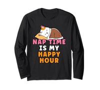 Nap Time is My Happy Hour Cute Cartoon Lazy Cat Napping Long Sleeve T-Shirt