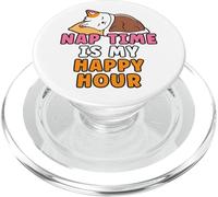 Nap Time Is My Happy Hour Cute Cartoon Lazy Cat Napping PopSockets PopGrip for MagSafe