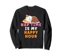Nap Time Is My Happy Hour Cute Cartoon Lazy Cat Napping Sweatshirt