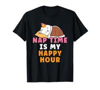 Nap Time is My Happy Hour Cute Cartoon Lazy Cat Napping T-Shirt