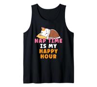 Nap Time is My Happy Hour Cute Cartoon Lazy Cat Napping Tank Top