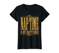 Nap Time is My Happy Hour Funny Sleepy Value Graphic T-Shirt, Women, Black, S
