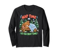 Nap Time is the Best Time Sleepy Bear Cozy Nursery Humor Long Sleeve T-Shirt