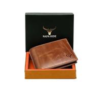 NAPA HIDE Leather Wallet for Men I Handcrafted I Multiple Credit/Debit Card Slots I 2 Currency Compartments I 2 Secret Compartments (Tan Crunch)