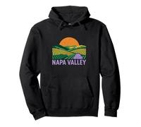 Napa Valley California Retro Sunset Vineyard Hills Landscape Pullover Hoodie