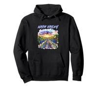 Napa Valley California Vineyard Sunset Watercolor Landscape Pullover Hoodie