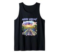 Napa Valley California Vineyard Sunset Watercolor Landscape Tank Top