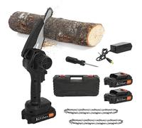 Napacoh Mini Chainsaw Cordless, 24V Electric Chain Saw for Home Use, 6 Inch Small Portable Cordless Wood Saw with 2 Batteries and 2 Chains, Great for Trimming Bushes/Branches