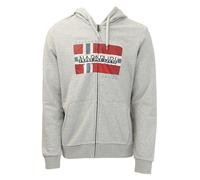 Napapijri Mens Bilo Logo Hoody in Grey Cotton - Size 2XL