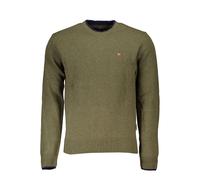 Napapijri Mens Crew Neck Jumper Green - Khaki Cotton - Size Large