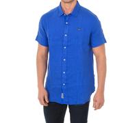 Napapijri Mens Short sleeve shirt with lapel collar NP000IF1 man - Blue Linen - Size Small