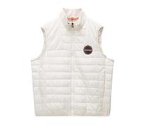 Napapijri Tosa Quilted Vest, Off-White, Full Zip Gilet with Logo Patch (UK, Alpha, M, Regular, Regular, Off White Beige)