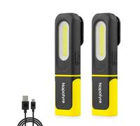 Napatyre Rechargeable LED Torch, Inspection Lamp, 800LM Bright Flashlight 3 Modes Rechargeable Work Light with Hanging Hook & Magnetic Base, Magnetic Hand Torch for Home Work Emergency, 2 Pack