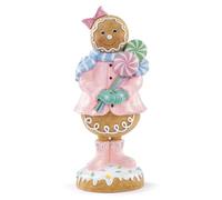 Napco 14.5 inch Whimsical Gingerbread Girl Figurine Holding Lollipop Candies Sweet & Whimsical Christmas Decor