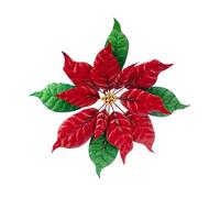 Napco 24 inch Rustic Metal Poinsettia Wall Art Decor Distressed Red & Green Christmas Holiday Accent