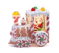 Napco 7.25 inch Whimsical LED Lighted Sweet Gingerbread Santa Train Water Globe Spinning Glitter Christmas Decor