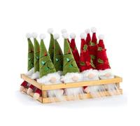 Napco Imports 53195 Red & Green Fairytale Gnome 7.5 x 5 x 2 Inches Each, Knit Polyester Fabric Collectible Hanging Christmas Ornaments, Holiday Home Décor, 2 Piece Set