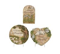 Napco Imports Decorative Outdoor Garden Stepping Stone 10.25 Inch Resin Memorial Sentiments Assorted Set of 3
