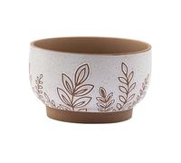 Napco Modern Ceramic Planter - 5.25 x 9.25 Inch Terracotta and White Pot with Botanical Fern Pattern | Boho Minimalist Decorative Flower Pot for House Plants, Succulents & Herbs, Home or Office Décor