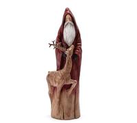 Napco Old-Time Santa with Deer - 12.25 x 4 Inch Brown/Red Resin Decorative Holiday Figurine