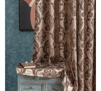 NAPEARL Curtains for Living Room, Gothic Jacquard Curtain Drapes with Floral Patterns, Damask Curtains for Bedroom 72 Inch Length, Set of 2 Panels, Each 52 x 72 Inches, Black