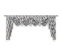 NAPEARL Grey Luxury Damask Valance for Windows - Wide Swag for Bedroom, 101-Inch Wide