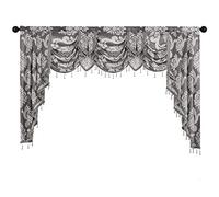 NAPEARL Grey Valance Curtains Jacquard Waterfall Window Curtain Damask Curtain for Living Room Formal Dining Room (1 Grey Valance, 80 Inch Wide)