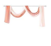 NAPEARL Ombre Window Scarf Valance, Romantic Gradient Voile Scarf Valance for Ceremony Backdrop, Wedding Arch, Kids Bedroom, Decorative Swag Curtain 144 Inches, Coral